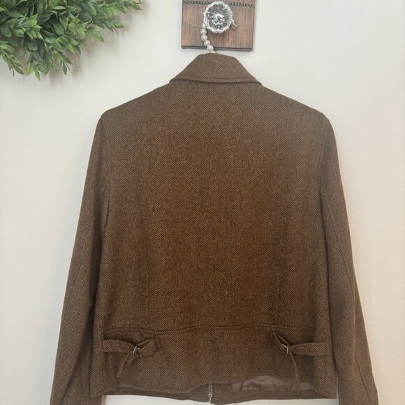 Vintage Lauren Ralph Lauren Womens Size 4 Wool Jacket Brown Full Zip - Picture 3 of 4